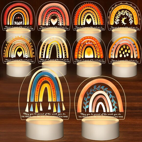 10 Piece Light Up Plaque Night Light Rainbows - Picture 1 of 6